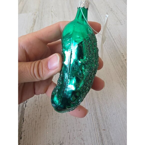 Vintage Kurt Adler glitter pickle glass ornament Xmas tree - Picture 3 of 9